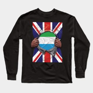 Sierra Leone Flag Great Britain Flag Ripped - Gift for Sierra Leonean From Sierra Leone Long Sleeve T-Shirt